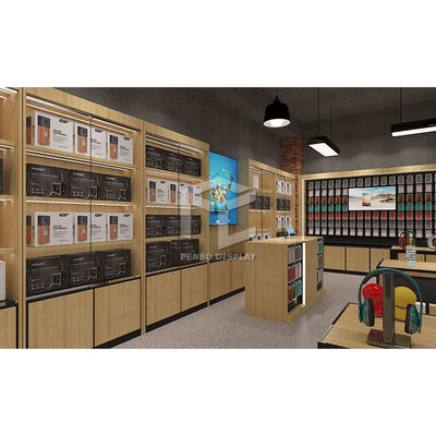 1500mm Long Cell Phone Display Showcase T4 LED 2400mm Width Mobile Phone Display Cabinet