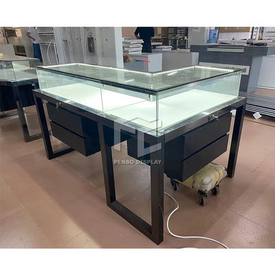 UV Base Plate Full Vision Glass Display Showcase With LED Lighting 